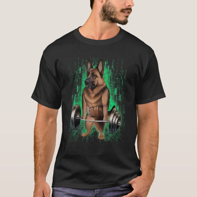 Camiseta Formação De Músculos De Cão german shepherd Com Ba (Frente)