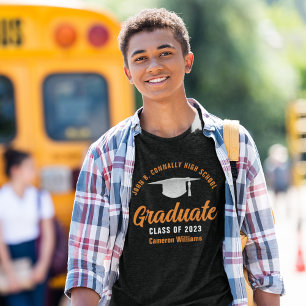 Camiseta Formando de Graduação Laranja Preta Personalizada 