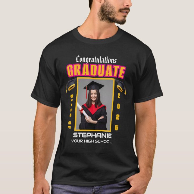 Camiseta Formando de Parabéns de Graduação de Fotos Persona (Frente)