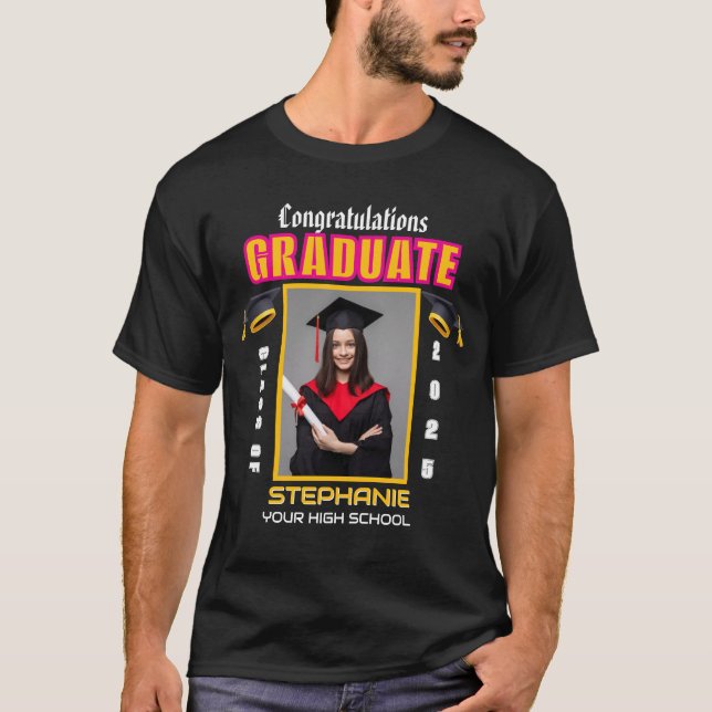 Camiseta Formando de Parabéns de Graduação de Fotos Persona (Frente)