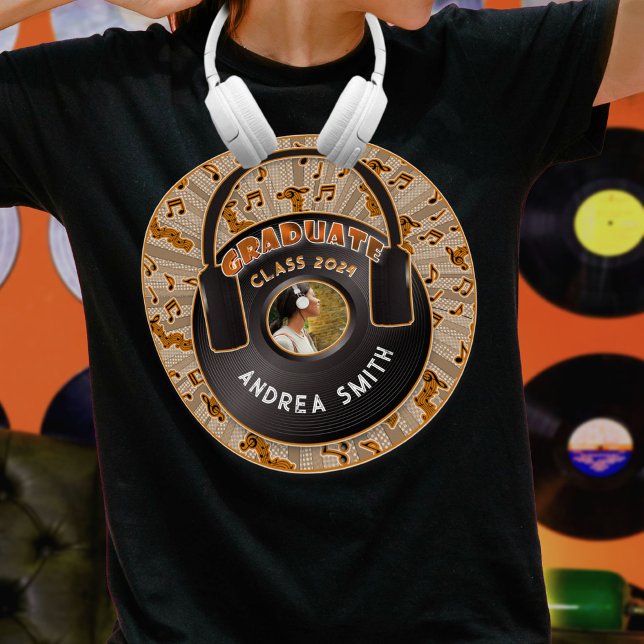 Camiseta Formando Foto do Registro de Vinil da Música Retro (Criador carregado)