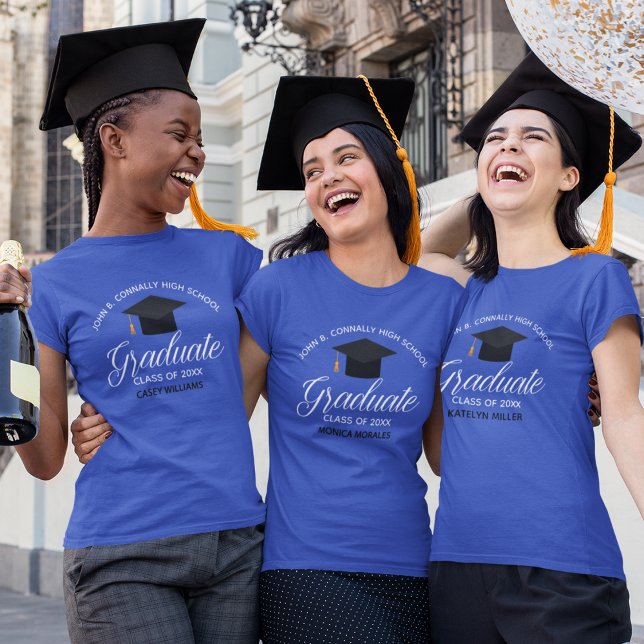 Camiseta Formando Personalizado de Graduação Azul Mulheres (Criador carregado)