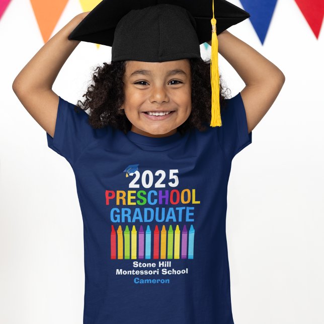 Camiseta formando pré-escolar 2025 Crianças Azuis Personali (Criador carregado)