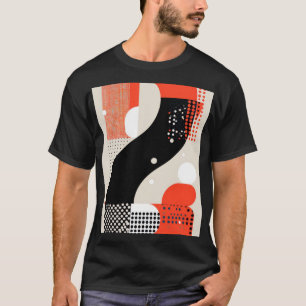 Camiseta Formas alfabéticas com pontos em vermelho e preto