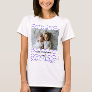 Camiseta formas azuis simples linhas abstrato adicionar fot