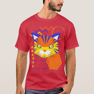 Camiseta Formas de Abstrato Geométrica de Cara de Gato