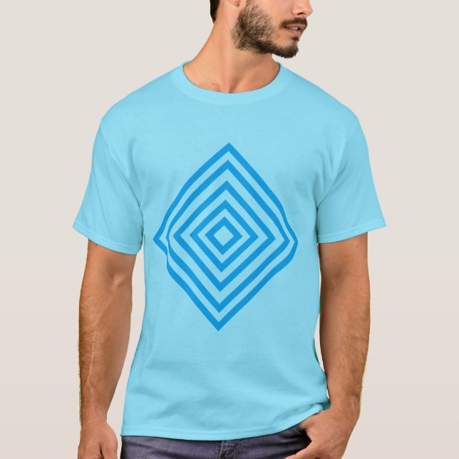Camiseta - Formas de Diamante Concêntricos em Aqua (Frente)