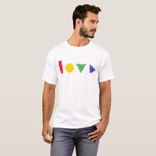 Camiseta Formas de linha de amor (símbolos geométricos) (Frente Completa)