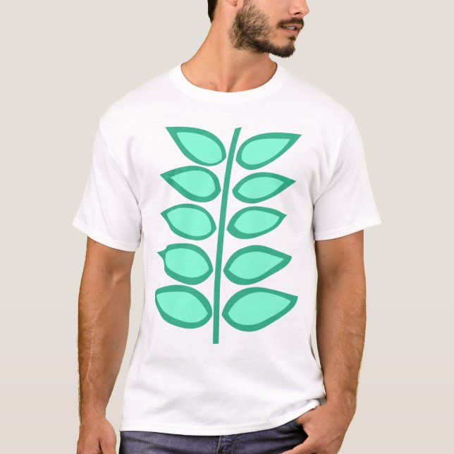 Camiseta Formas de Planta Retrora de Verde (Frente)