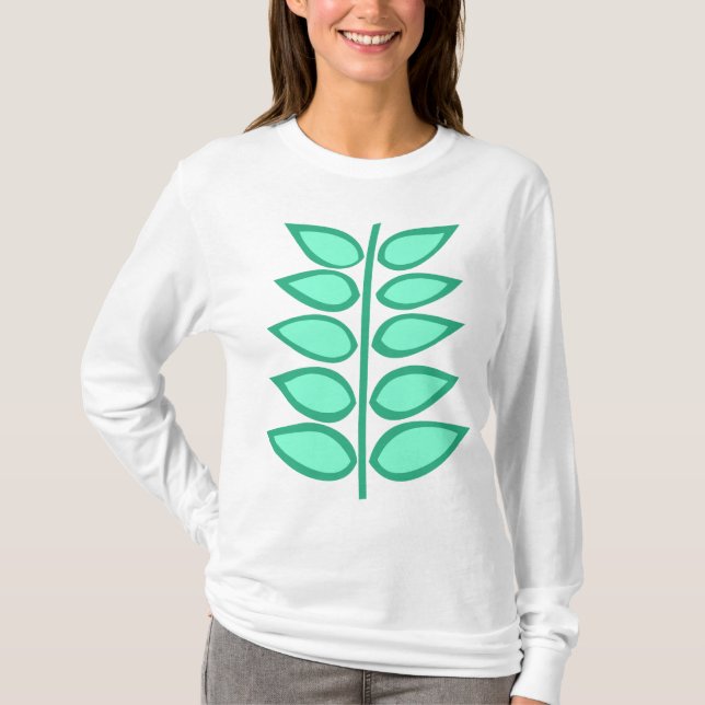 Camiseta Formas de Planta Retrora de Verde (Frente)