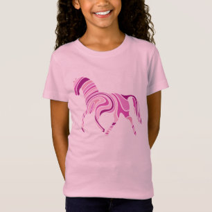 Camiseta Formas de Rosa Estirpadas com Cavalo Rosa