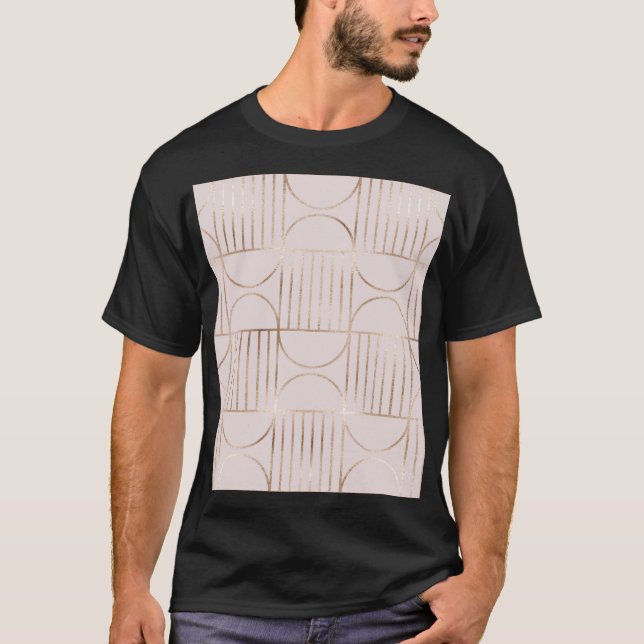 Camiseta Formas Douradas: padrão moderno do século médio. (Frente)