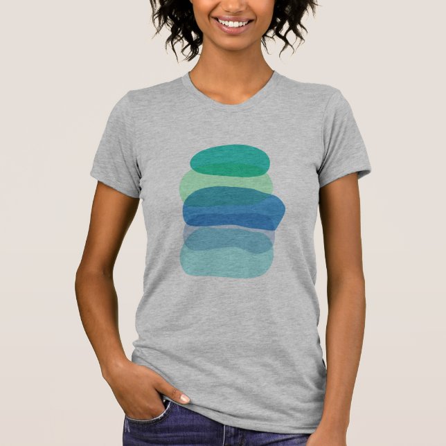 Camiseta Formas geométricas bonito de Abstrato em Azul e Ve (Frente)