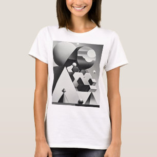 Camiseta Formas geométricas de cinzas brancas pretas