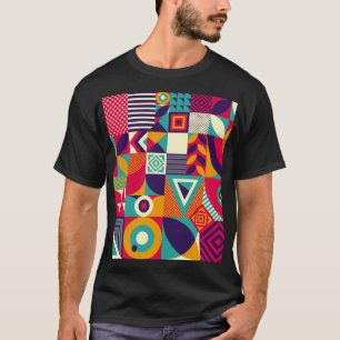 Camiseta formas geométricas de pop abstrato, padrão sem sol