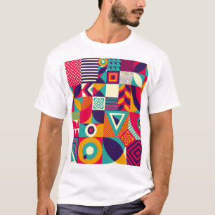 Camiseta formas geométricas de pop abstrato, padrão sem sol