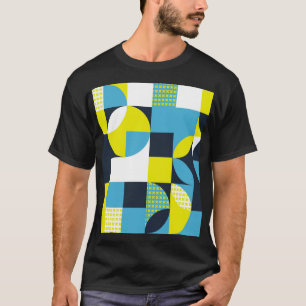 Camiseta Formas geométricas, fundo abstrato colorido.