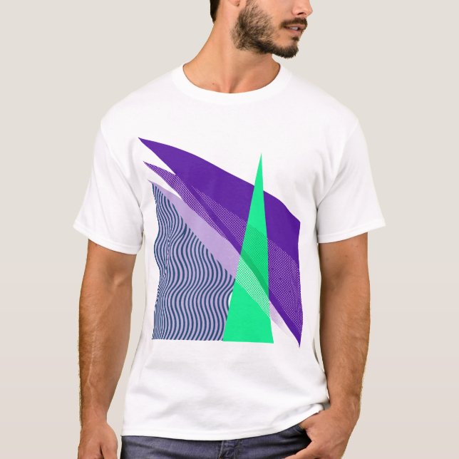 Camiseta Formas Geométricas Modernas Abstratas Roxas e  (Frente)