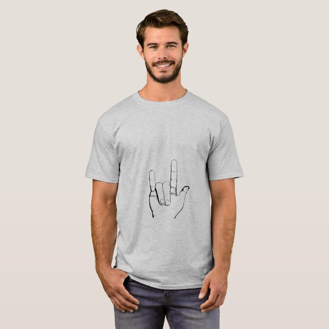 Camiseta Formato de mão ILY - impressão preta (Frente Completa)