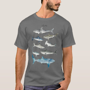 Camiseta Formato de Paisagem de Tubarões