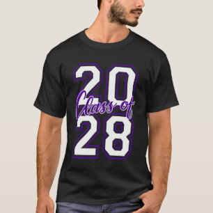 Camiseta Formatura da Turma de 2028 Varsity Branco Roxo Sta