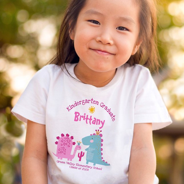 Camiseta Formatura de Menina no Jardim de Infância Dinossau (Criador carregado)