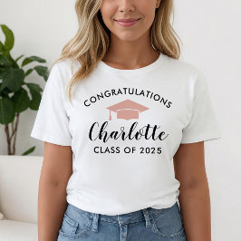 Camiseta Formatura Ouro Rosa Parabéns Nome Graduado 2026