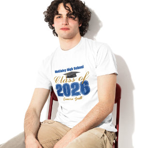 Camiseta Formatura Royal Blue Gold Turma de 2026 Personaliz