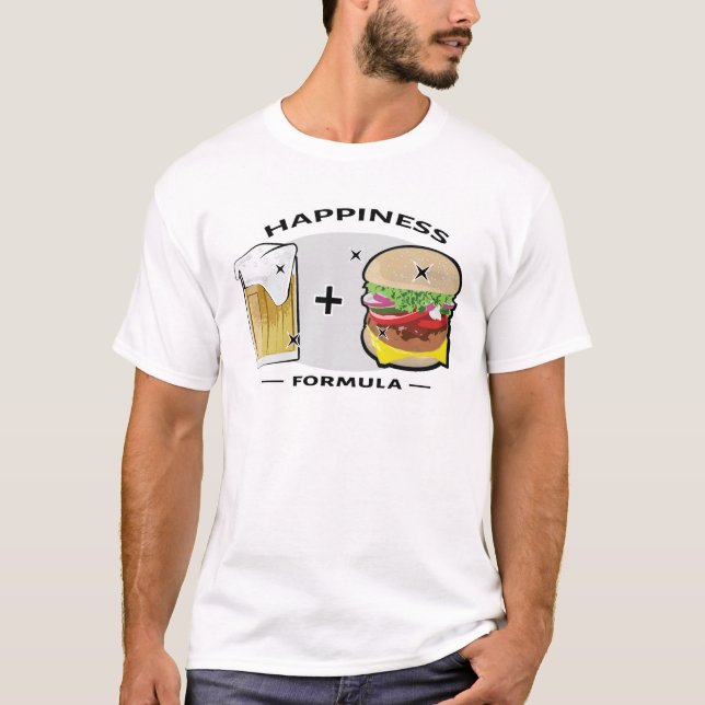 Camiseta Fórmula De Felicidade - Cerveja E Burger - Engraça (Frente)
