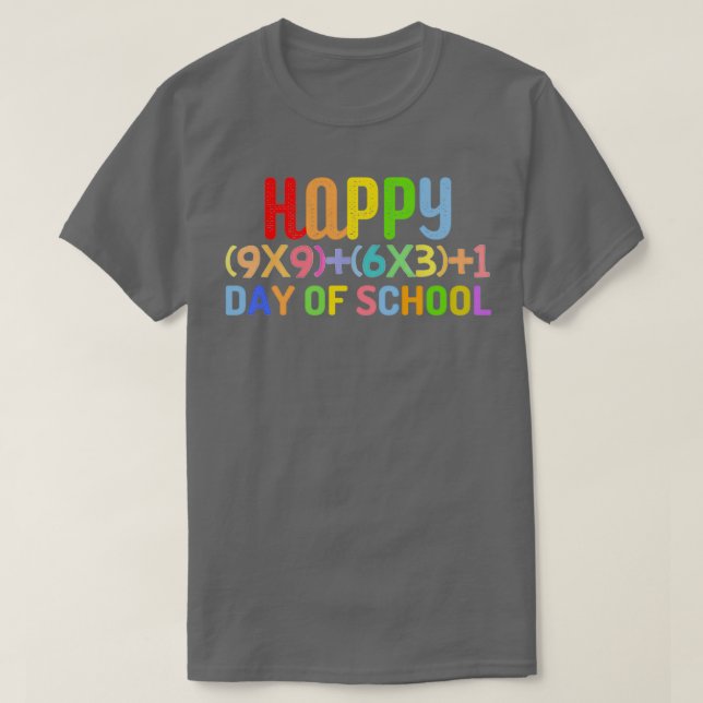 Camiseta Fórmula Matemática Feliz 100 Dia Da Escola 2 (Frente do Design)