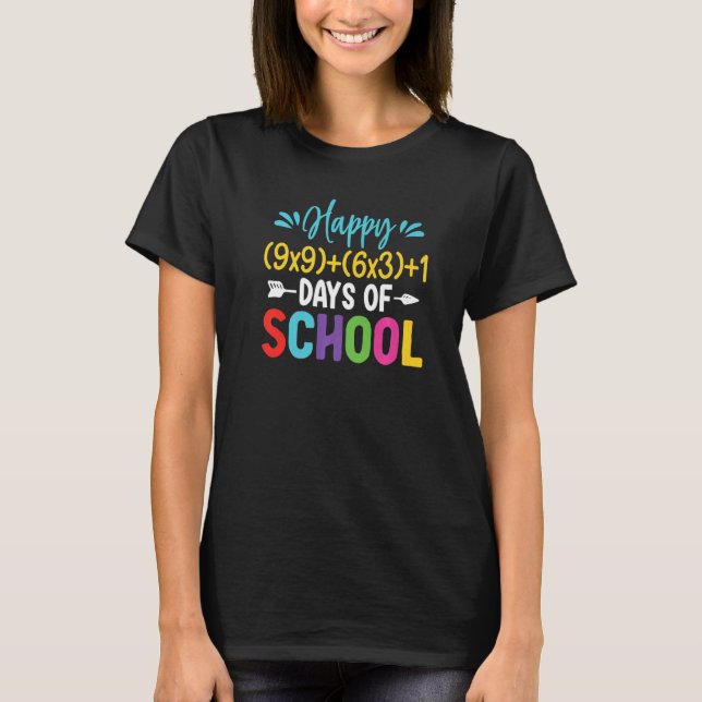Camiseta Fórmula Matemática Feliz 100 Dias de Escola Meme 1 (Frente)