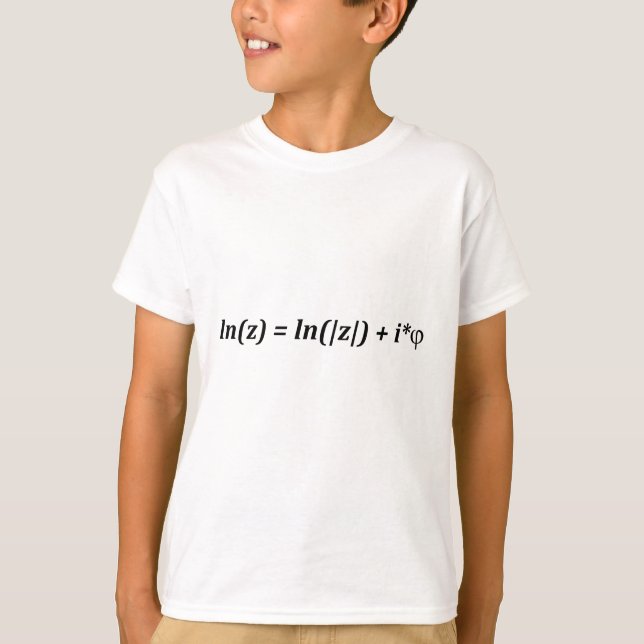 Camiseta Fórmula Matemática ln(z) = ln(|z|) + i*j (Frente)