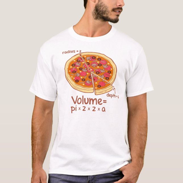 Camiseta Fórmula matemática = Pi*z*z*a do volume da pizza (Frente)