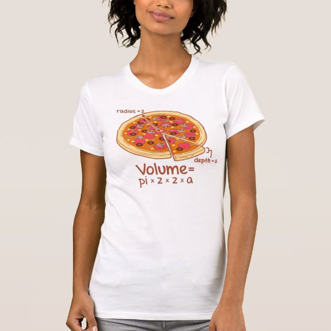 Camiseta Fórmula matemática = Pi*z*z*a do volume da pizza (Frente)