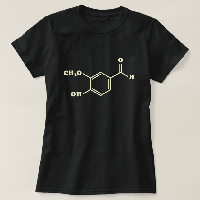 Camiseta Fórmula Química Molecular Vanilla Vanillin (Frente do Design)