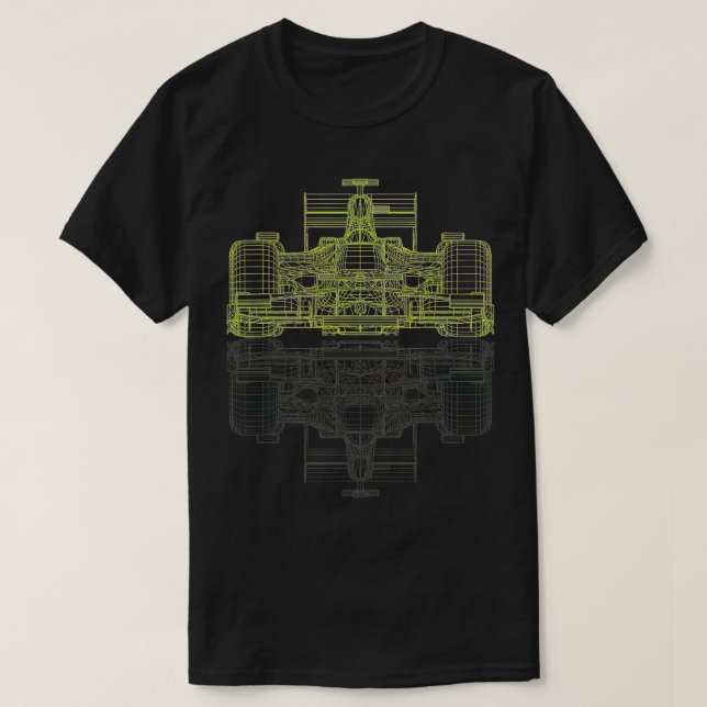 Camiseta Formula Racing Car Blueprint Mechanical Engineer R (Frente do Design)