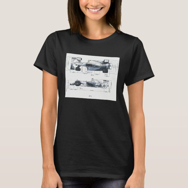 Camiseta Formula Racing Car Blueprint Mechanical Engineerin (Frente)