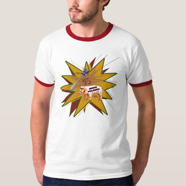 Camiseta Forquilha contra o T da carne de porco (Frente)