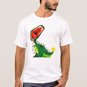 Camiseta Forragem de Natal T-Rex no inverno Snowman