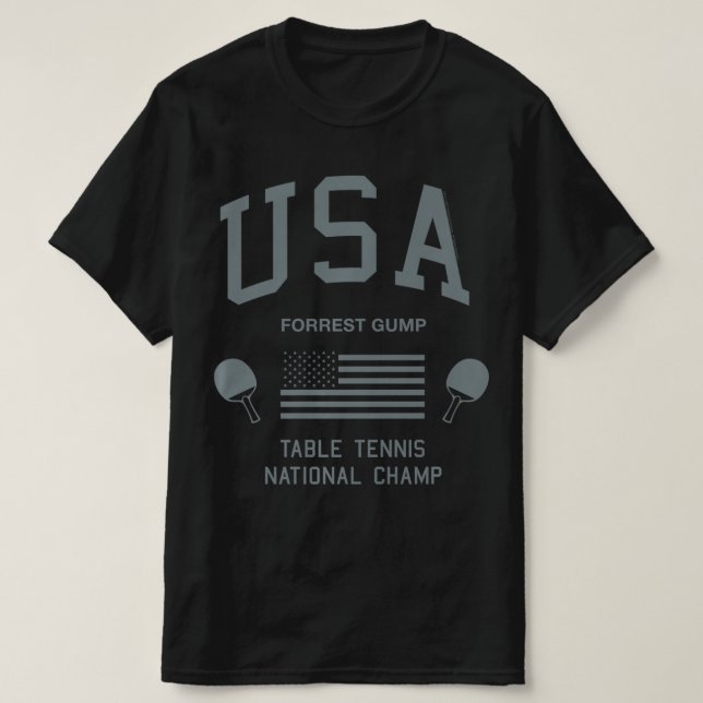 Camiseta Forrest Gump USA Table Tennis National Champ   (Frente do Design)