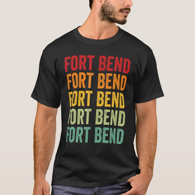 Camiseta Fort Bend County Texas Rainbow Text Design (Frente)