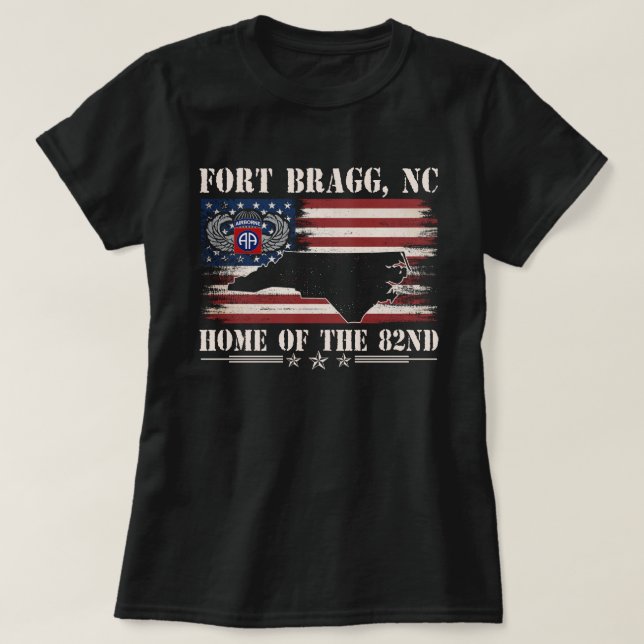 Camiseta Fort Bragg NC Casa Do 82º Avião  (Frente do Design)
