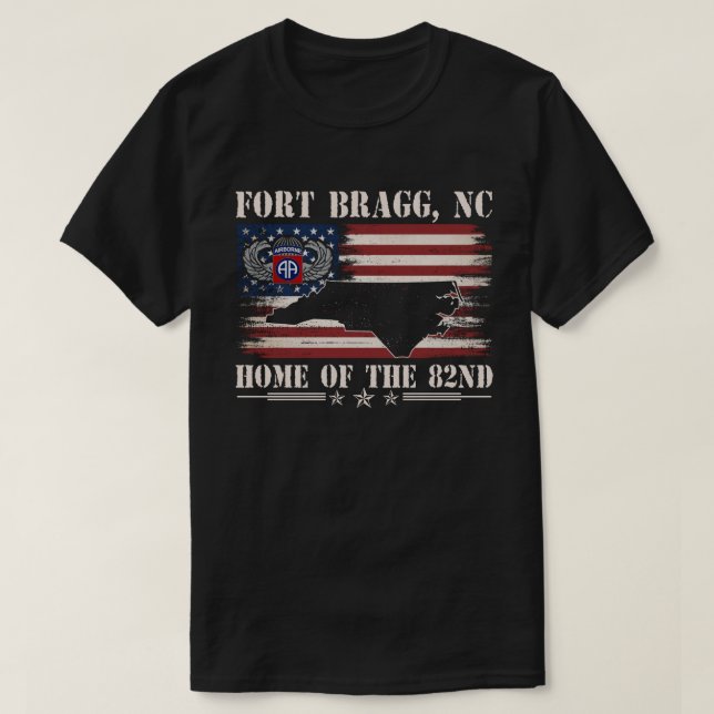 Camiseta Fort Bragg NC Home Of The 82nd Airborne  (Frente do Design)
