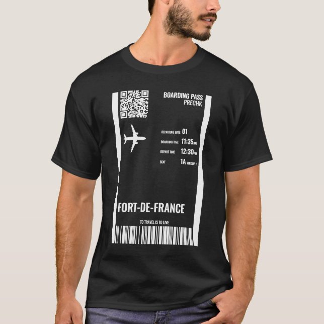 Camiseta Fort de France Martinique Embarque Pass Airline Ti (Frente)