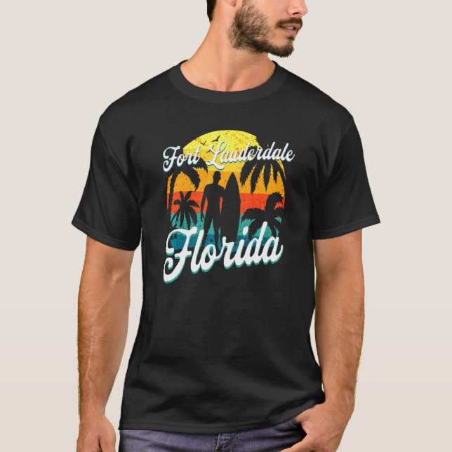 Camiseta Fort Lauderdale Florida Beach Surfer Summer Vacati (Frente)