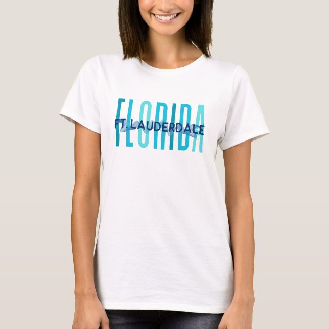 Camiseta Fort Lauderdale Florida (Onda Oceânica) (Frente)