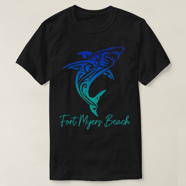 Camiseta Fort Myers Beach FL Shark Scuba Diving Surfer Flor (Frente do Design)