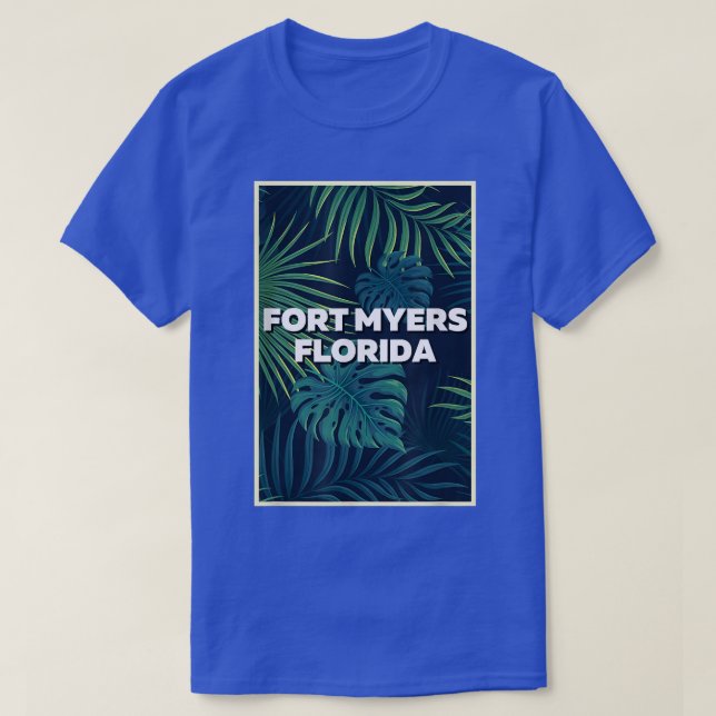 Camiseta Fort Myers Florida Beaches Palm deixa arte de verã (Frente do Design)