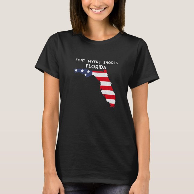 Camiseta Fort Myers Shores Florida EUA State America Viagem (Frente)