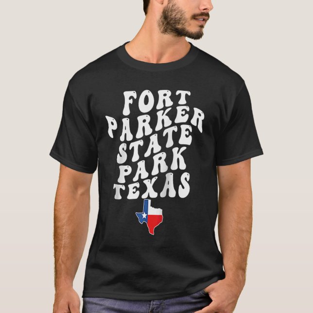 Camiseta Fort Parker State Park Texas TX Retro Wavy Vacatio (Frente)